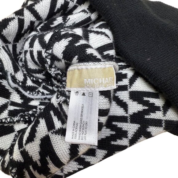 Michael Kors Womens Black & White Printed Knitted Beanie Hat Stretch OS - Picture 6 of 7